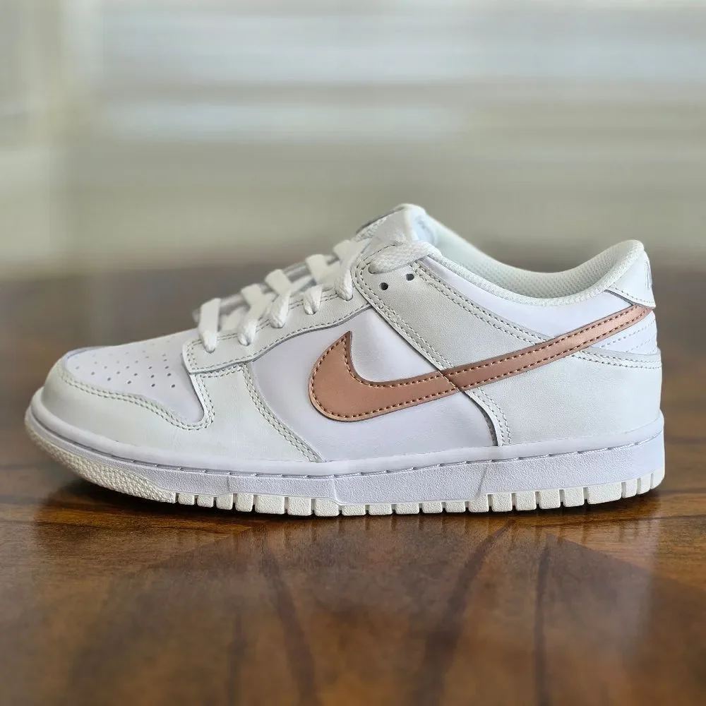 Nike Dunk Low White Pink Metallic Bronze Women's Shoe's Size 8.5 New DH9765-100